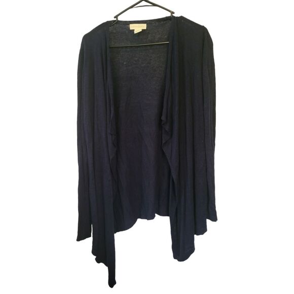 Cynthia Rowley Navy Blue Linen Blend Draped Front Cardigan Sweater Size Small - Picture 1 of 5